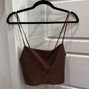 Pacsun Brown Ribbed Spaghetti Strap Top
